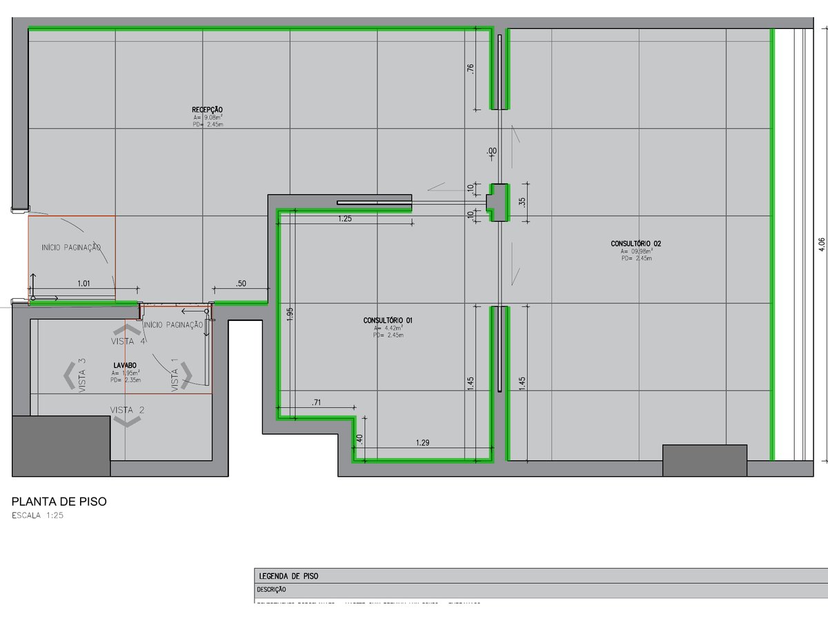 Planta de paginação de piso da clínica